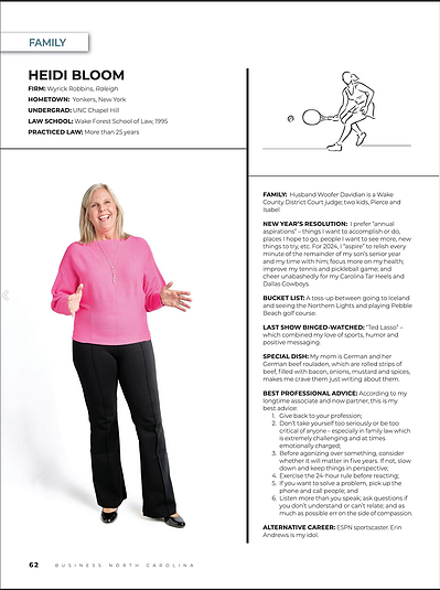 Business North Carolina - Legal Elite Lawyer taller woman with pink shirt, black slacks, talking animated like a public speaker