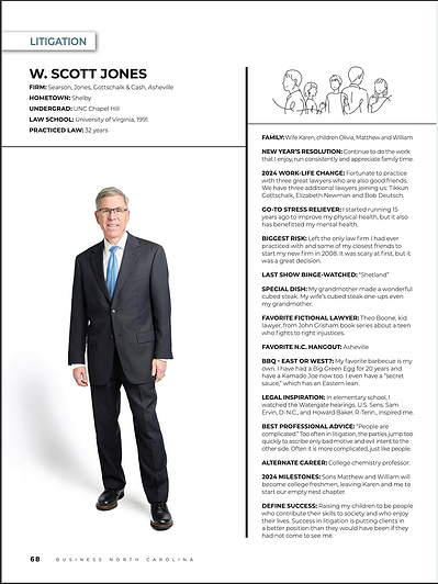 Business North Carolina - Legal Elite Lawyers
Older gentleman with glasses in business suit