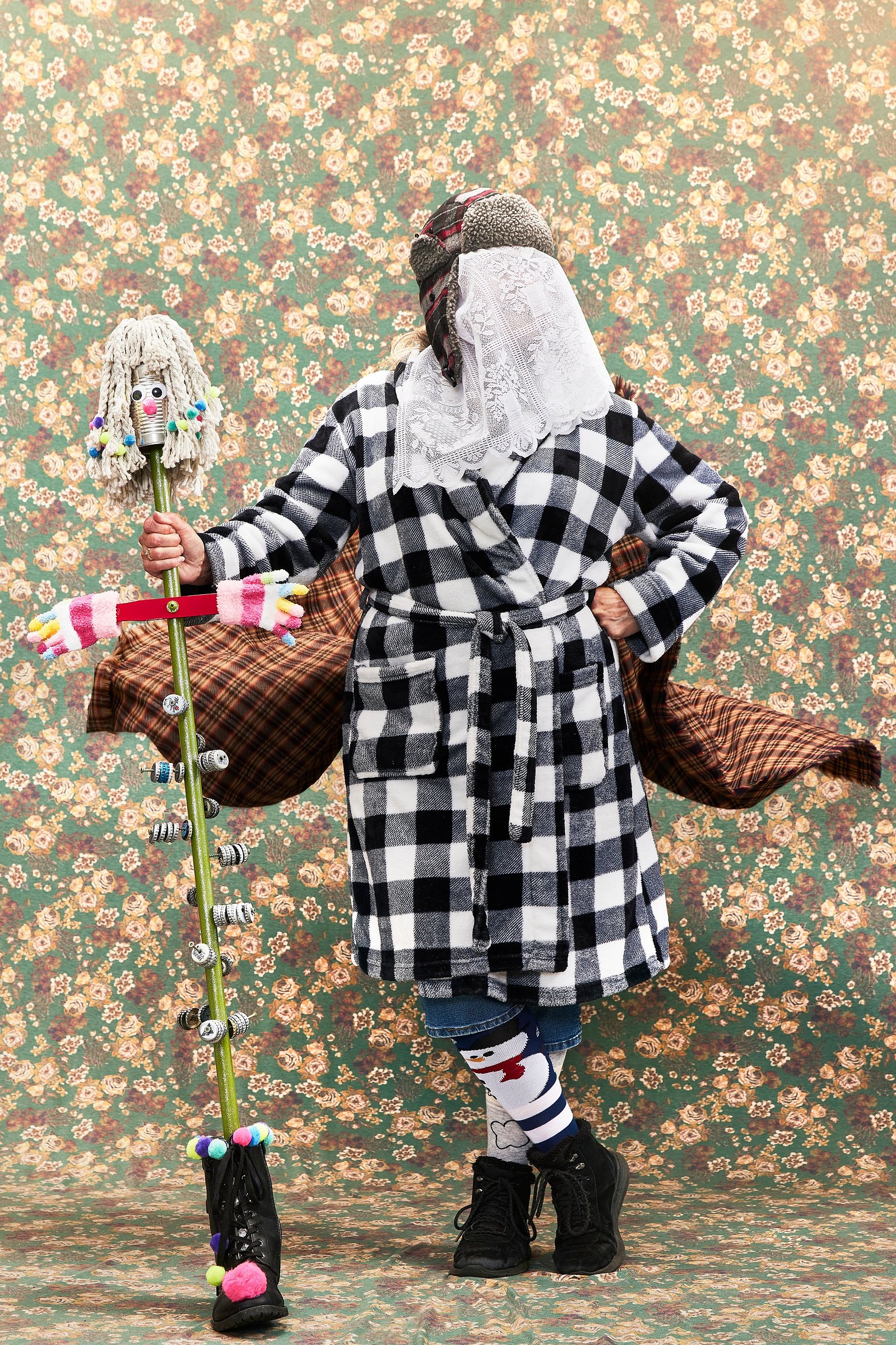 Portrait of a mummer in St John's, Newfoundland. Sue Dynes was photographed by Adam Coish Photography in 2022.