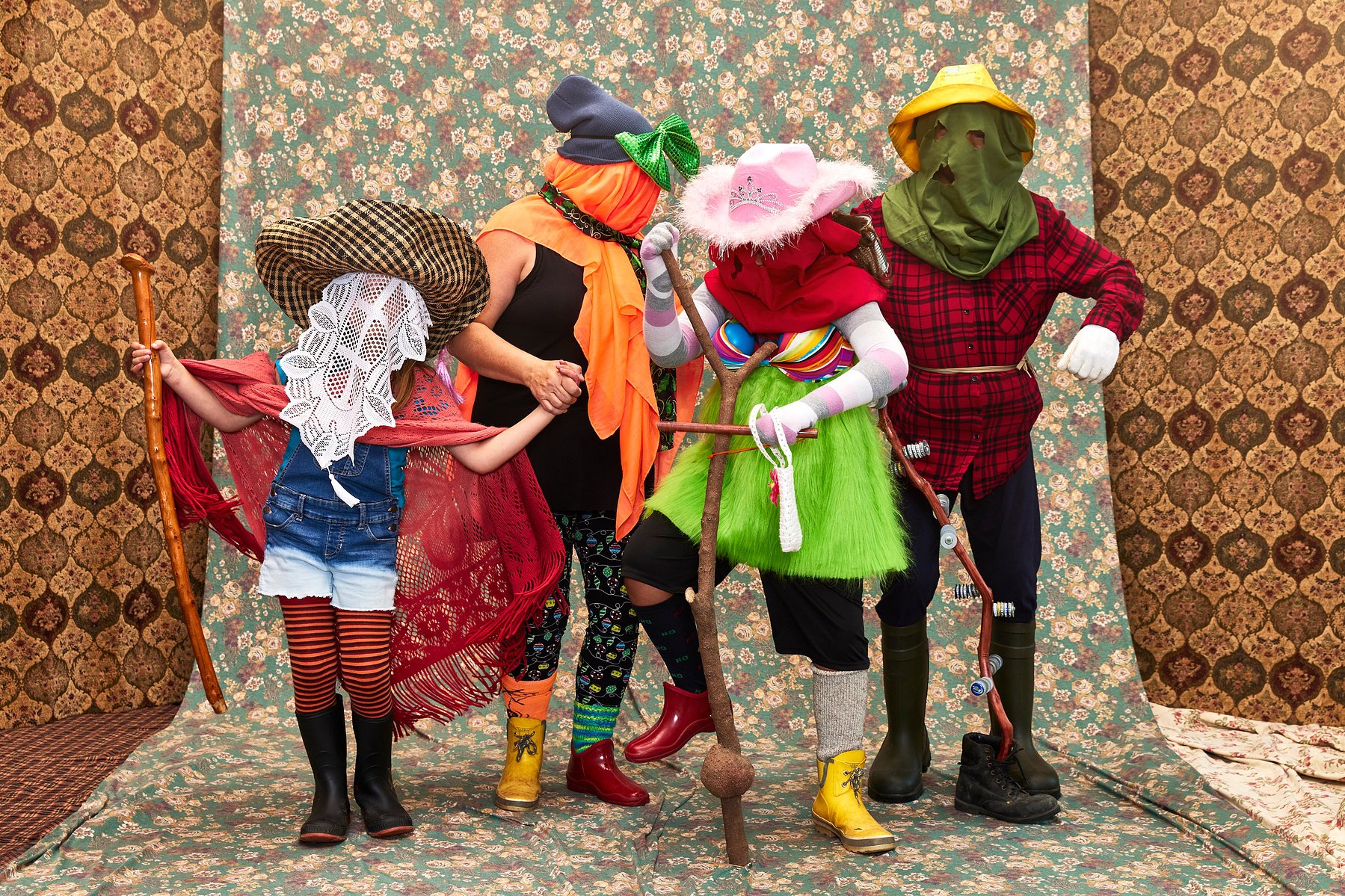 Portrait of a family of mummers in St John's, Newfoundland. Beverly, Noah, Isaiah & Sophia were photographed by Adam Coish Photography in 2022.