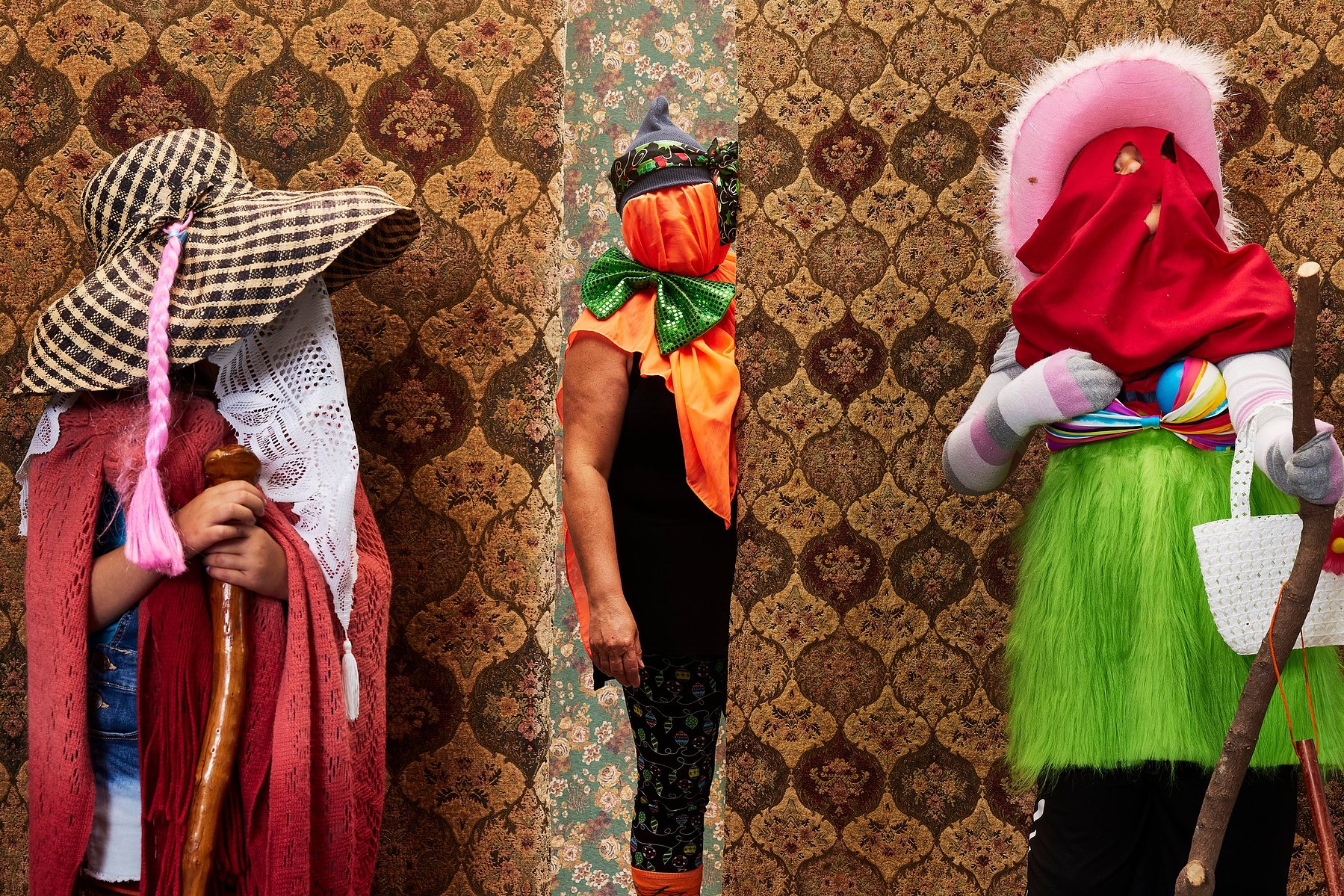 Portrait of a family of mummers in St John's, Newfoundland. Beverly, Isaiah & Sophia were photographed by Adam Coish Photography in 2022.