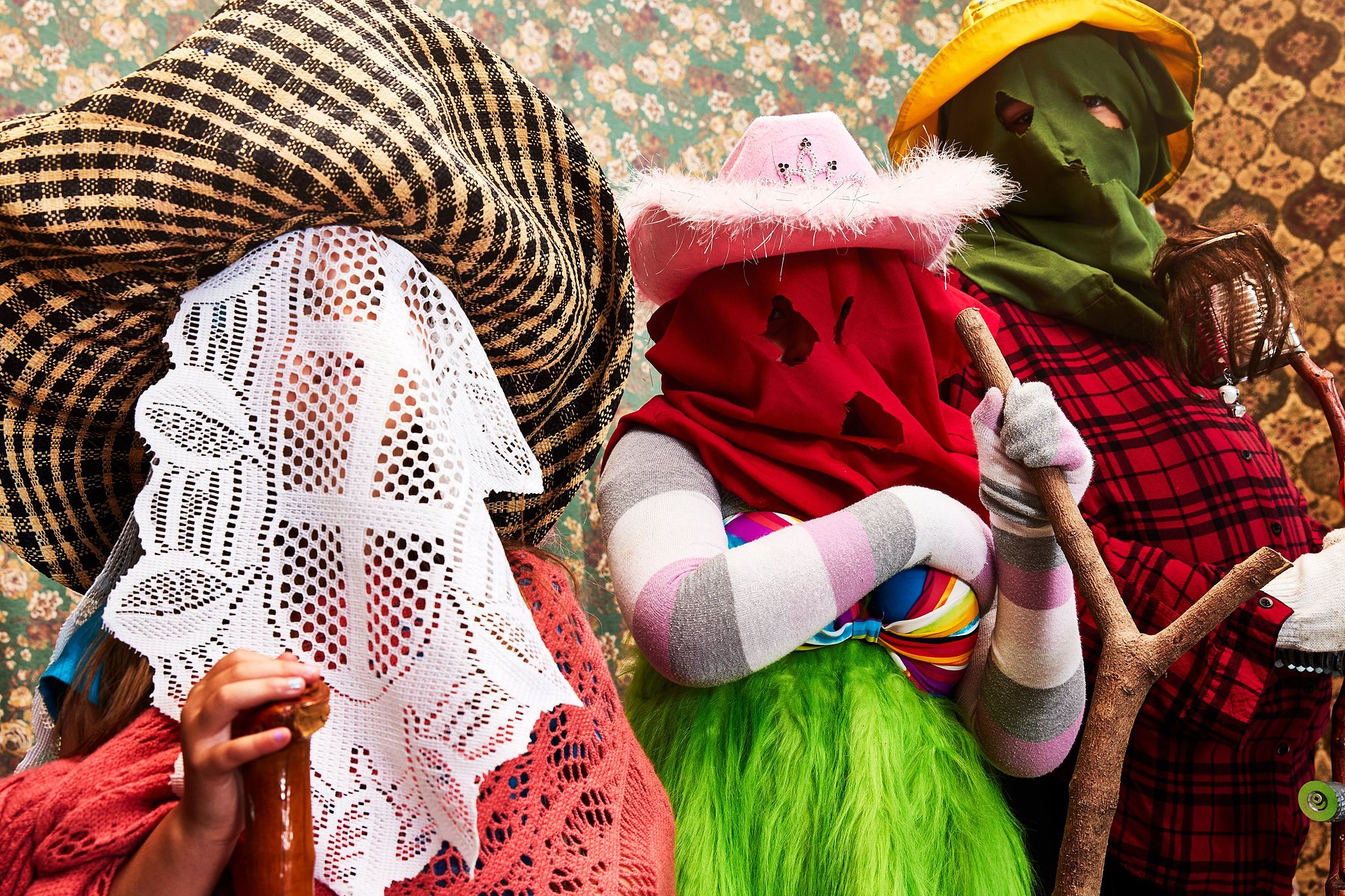 Portrait of a family of mummers in St John's, Newfoundland. Noah, Isaiah & Sophia were photographed by Adam Coish Photography in 2022.