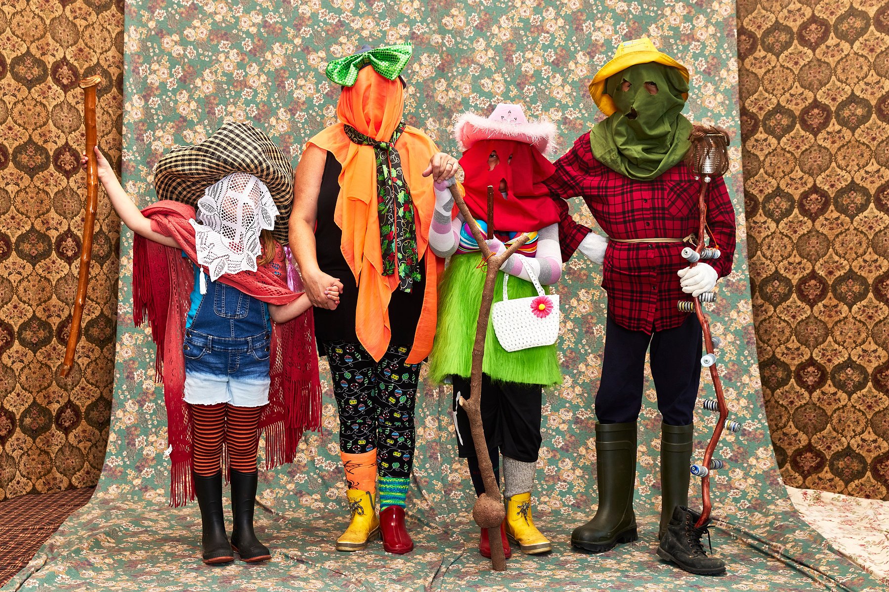 Portrait of a family of mummers in St John's, Newfoundland. Beverly, Noah, Isaiah & Sophia were photographed by Adam Coish Photography in 2022.
