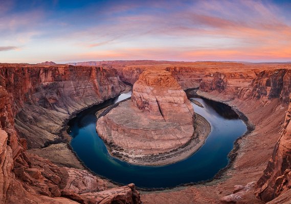Long exposure of the Horseshoe Bend before sunrise, Page, Arizona
