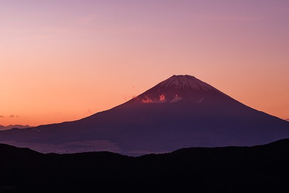 Mount Fuji after sunset, Ōwakudani, Hakone, Japan