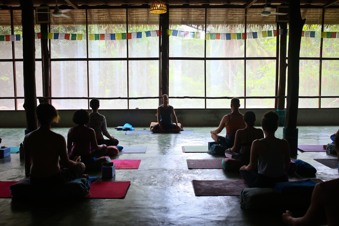 morning meditation at Luna Alignment Yoga yoga teacher training center Koh-Phangan Thailand