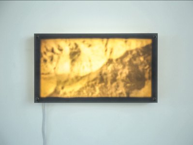 Gullies, Mars Light Panel series, front view with blur panel