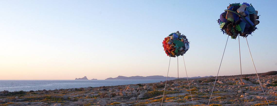 Sculptures in the landscape of formentera , Ibiza baleares