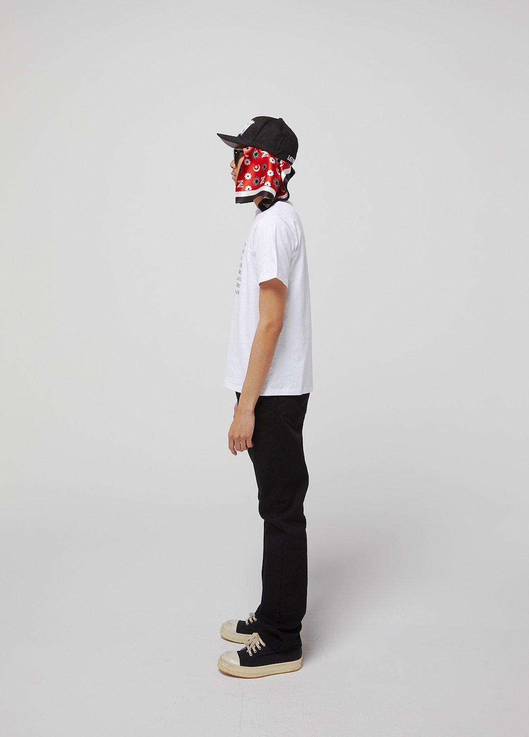 White AMN luxury premium cut and sew t-shirt.