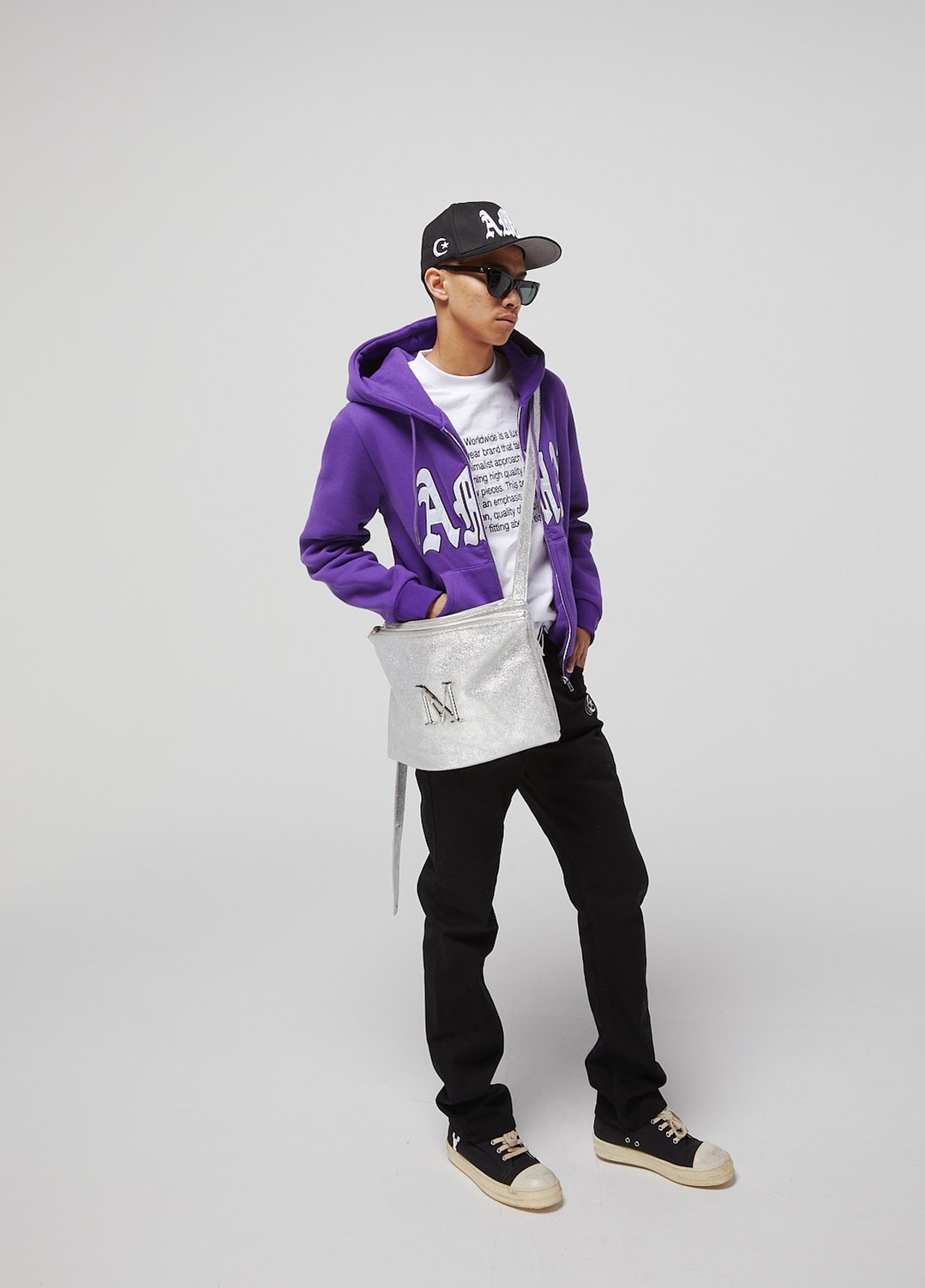 Purple AMN luxury premium cut and sew zip up hoodie.