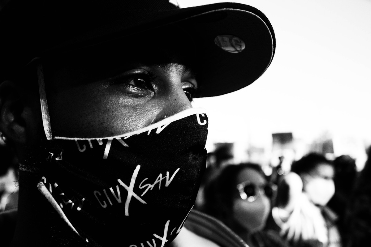 A protestor in Asbury Park, NJ.