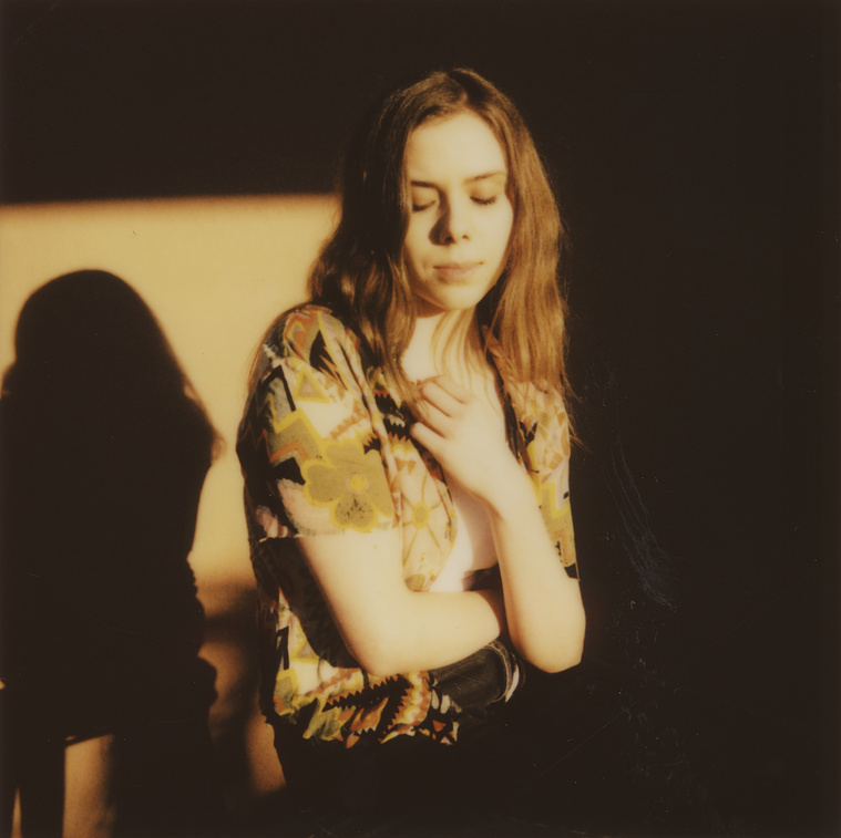 Film portrait of musician Maren Hill in golden hour sunset light in Los Angeles, California