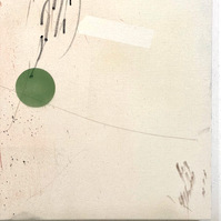 Chair et Glauque 3 (diptych), 2022 | Right: acrylic paint, acrylic spray, soft pastel, oil pastel and charcoal on raw cotton, 160 x 120 cm | Left: acrylic spray on raw birchwood, 34 x 29 cm