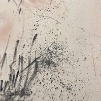 Chair et Glauque 3 (diptych), 2022 | Right: acrylic paint, acrylic spray, soft pastel, oil pastel and charcoal on raw cotton, 160 x 120 cm | Left: acrylic spray on raw birchwood, 34 x 29 cm