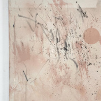 Chair et Glauque 3 (diptych), 2022 | Right: acrylic paint, acrylic spray, soft pastel, oil pastel and charcoal on raw cotton, 160 x 120 cm | Left: acrylic spray on raw birchwood, 34 x 29 cm