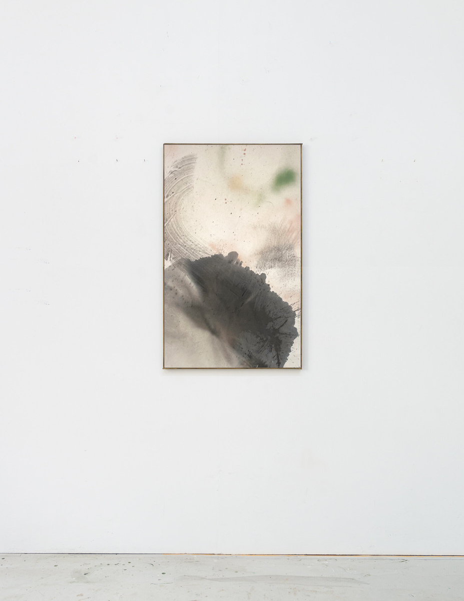 Noire et glauque, 2022 | Acrylic paint, acrylic spray, soft pastel, oil pastel, and charcoal on raw cotton | 130 x 80 cm