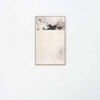 Tache noire fendue, 2022 | Acrylic paint, acrylic spray, soft pastel, oil pastel, and charcoal on raw cotton | 130 x 80 cm