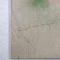 Plastique perforé 2, 2022 | Acrylic paint, acrylic spray, soft pastel, oil pastel, charcoal, and plastic foil on raw cotton | 160 x 120 cm