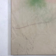 Plastique perforé 2, 2022 | Acrylic paint, acrylic spray, soft pastel, oil pastel, charcoal, and plastic foil on raw cotton | 160 x 120 cm
