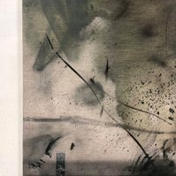 Schwarzgrün 2, 2022 | Acrylic paint, acrylic spray, soft pastel, oil pastel, and charcoal on raw cotton | 200 x 150 cm