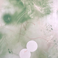 Plastique perforé 3, 2022 | Acrylic paint, acrylic spray, soft pastel, oil pastel, charcoal, and plastic foil on raw cotton | 160 x 120 cm
