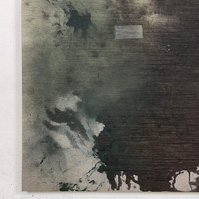 Schwarzgrün, 2022 | Acrylic paint, acrylic spray, soft pastel, oil pastel, and charcoal on raw cotton | 200 x 150 cm
