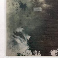 Schwarzgrün, 2022 | Acrylic paint, acrylic spray, soft pastel, oil pastel, and charcoal on raw cotton | 200 x 150 cm