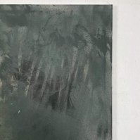 Schwarzgrün, 2022 | Acrylic paint, acrylic spray, soft pastel, oil pastel, and charcoal on raw cotton | 200 x 150 cm