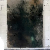 Alejandro Javaloyas - Schwarzgrün 3, 2022 | Acrylic paint, acrylic spray, soft pastel, oil pastel, and charcoal on raw cotton | 200 x 150 cm