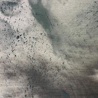 Schwarzgrün, 2022 | Acrylic paint, acrylic spray, soft pastel, oil pastel, and charcoal on raw cotton | 200 x 150 cm