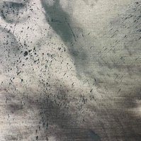 Schwarzgrün, 2022 | Acrylic paint, acrylic spray, soft pastel, oil pastel, and charcoal on raw cotton | 200 x 150 cm