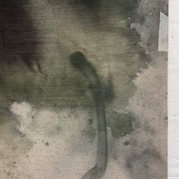 Schwarzgrün 4, 2022 | Acrylic paint, acrylic spray, soft pastel, oil pastel, and charcoal on raw cotton | 200 x 150 cm