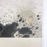 Tache noire fendue, 2022 | Acrylic paint, acrylic spray, soft pastel, oil pastel, and charcoal on raw cotton | 130 x 80 cm