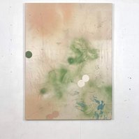 Alejandro Javaloyas - Plastique perforé 3, 2022 | Acrylic paint, acrylic spray, soft pastel, oil pastel, charcoal, and plastic foil on raw cotton | 160 x 120 cm