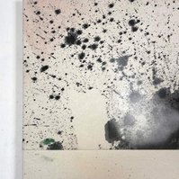 Tache noire fendue, 2022 | Acrylic paint, acrylic spray, soft pastel, oil pastel, and charcoal on raw cotton | 130 x 80 cm