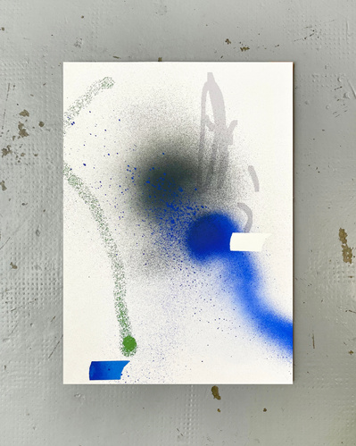 Microsoft Paint 1 | Inkjet printing, acrylic spray paint, and graphite on cotton paper | 42 x 30 cm
