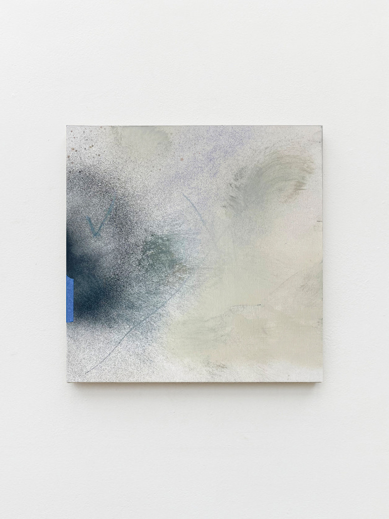 Estudi 1, 2022 | Acrylic paint, acrylic spray, soft pastel, oil pastel and charcoal on plywood | 40 x 40cm