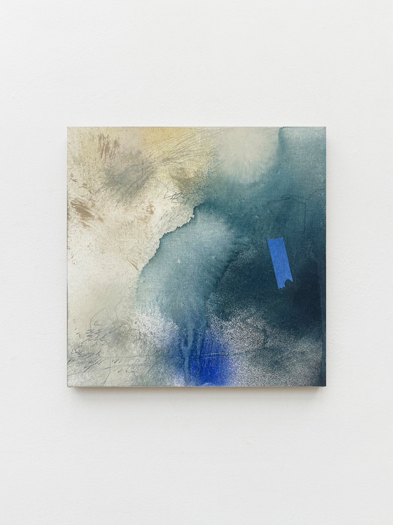 Estudi 2, 2022 | Acrylic paint, acrylic spray, soft pastel, oil pastel and charcoal on plywood | 40 x 40cm