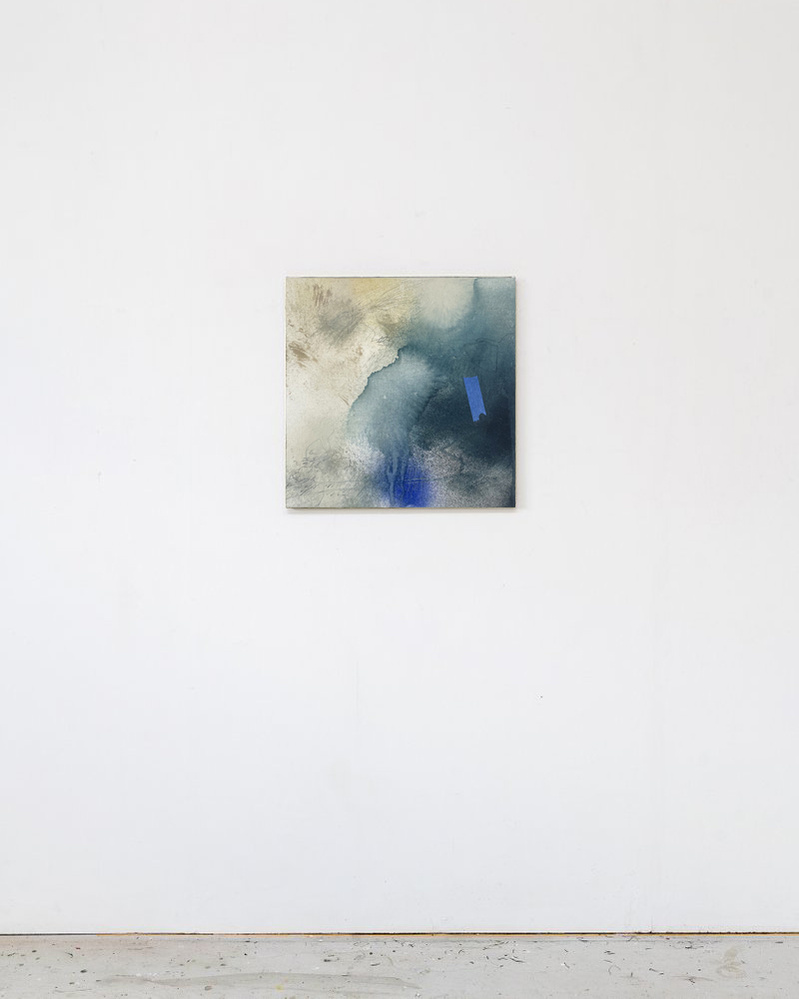 Alejandro Javaloyas - Estudi 2, 2022 | Acrylic paint, acrylic spray, soft pastel, oil pastel and charcoal on plywood | 40 x 40cm
