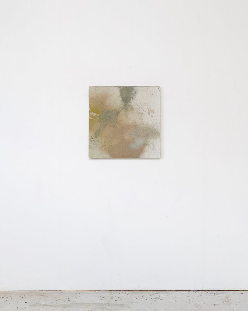 Alejandro Javaloyas - Estudi 4, 2022 | Acrylic paint, acrylic spray, soft pastel, oil pastel and charcoal on plywood | 40 x 40cm