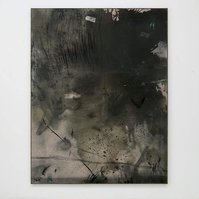 Alejandro Javaloyas - Schwarzgrün 2, 2022 | Acrylic paint, acrylic spray, soft pastel, oil pastel, and charcoal on raw cotton | 200 x 150 cm