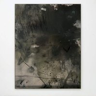 Alejandro Javaloyas - Schwarzgrün 2, 2022 | Acrylic paint, acrylic spray, soft pastel, oil pastel, and charcoal on raw cotton | 200 x 150 cm