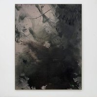 Alejandro Javaloyas - Schwarzgrün, 2022 | Acrylic paint, acrylic spray, soft pastel, oil pastel, and charcoal on raw cotton | 200 x 150 cm