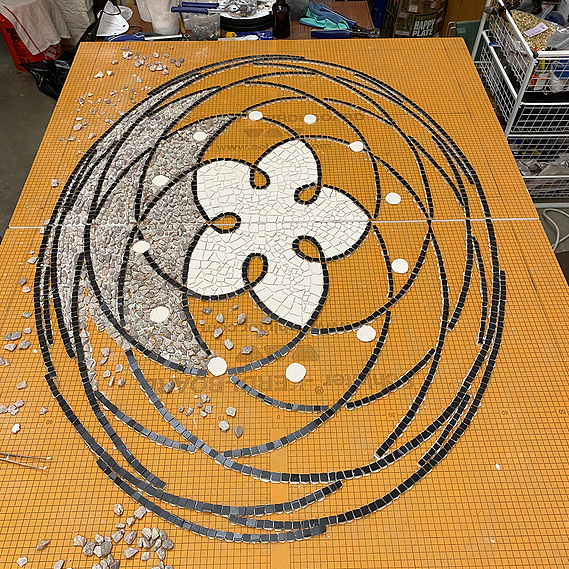 Work in progress. Permanent Flower is a custom glass, tile, and stone mosaic studio specializing in interiors, exteriors, objects and beyond. 