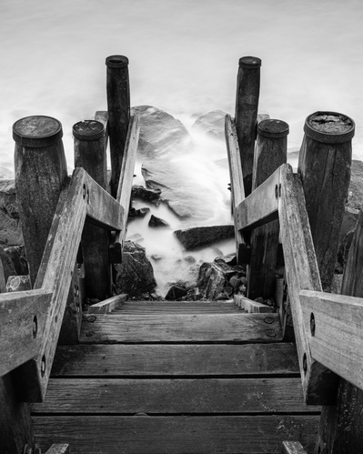 Steps down to the beach at Hornsea, East Yorkshire. A photograph by Tim Pearson