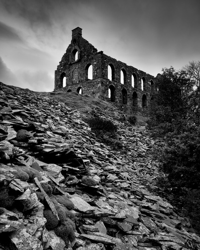 The derelict Ynys y Pandy slate mill, Wales. A photograph by Tim Pearson