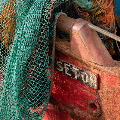Trawler detail at Eyemouth Harbour, Scotland. A photograph by Tim Pearson.