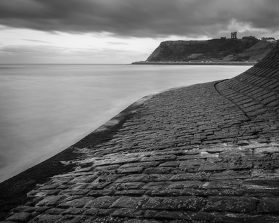 Scarborough Castle from the foot of the sea wall of North Bay. A photograph by Tim Pearson.