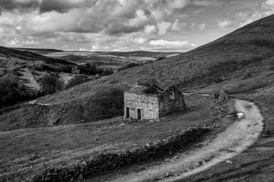 An abandoned old barn on the footpath to Crackpot Hall, near Weld in Swaledale, Yorkshire Dales. A photograph by Tim Pearson.