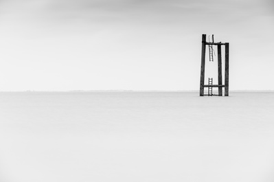 A minimalist image of a broken ladder, stranded off Spurn Point in the Humber Estuary. An image by Tim Pearson.